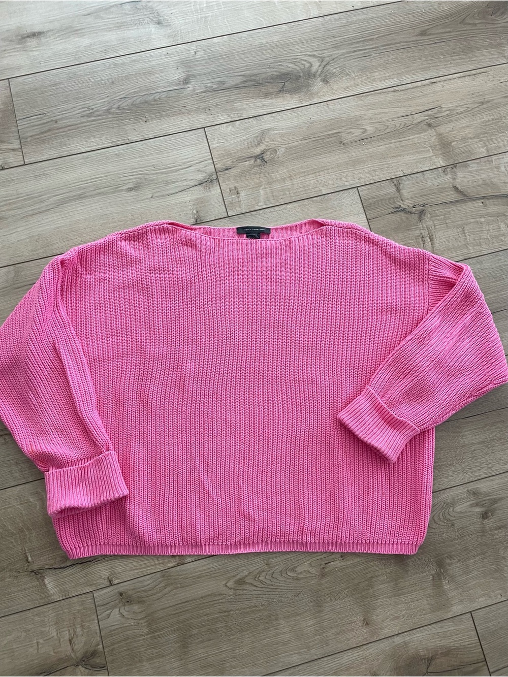 French Connection Bubblegum Pink Ribbed Sweater Long Sleeve Boat Neck boxy XS